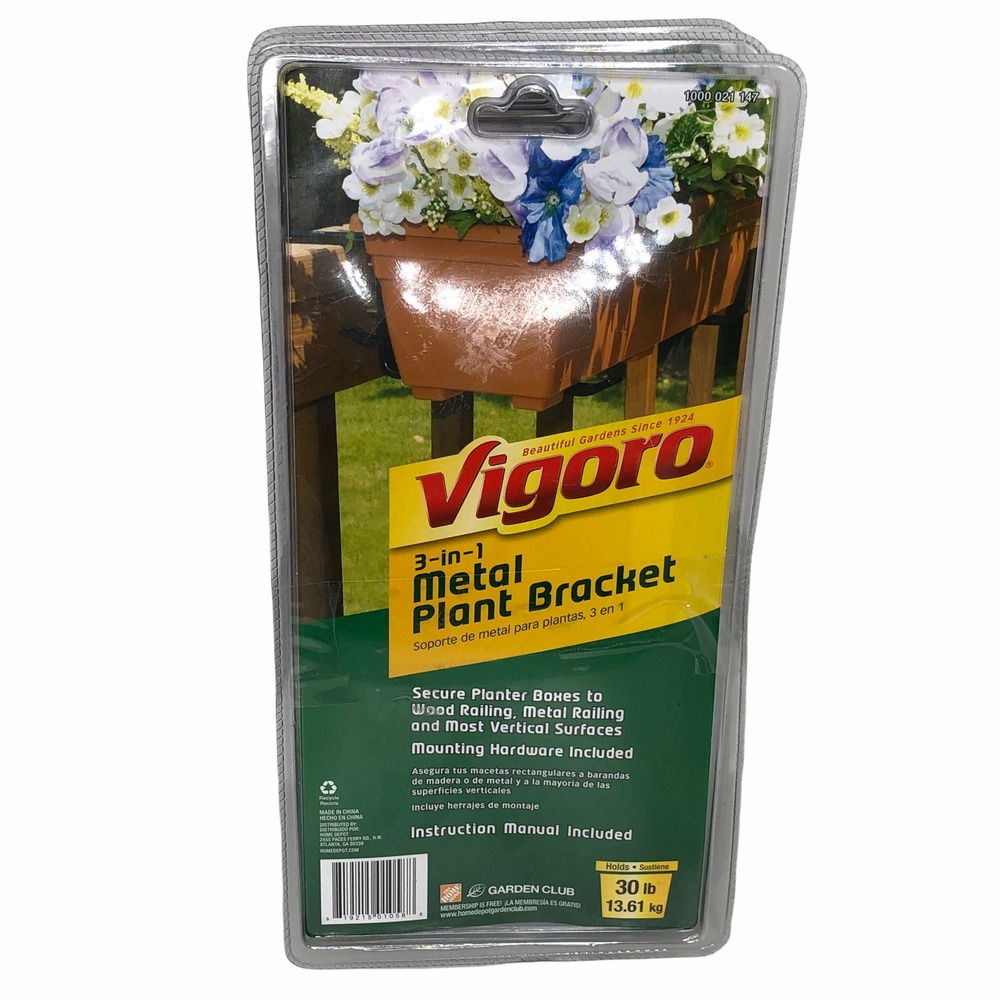 Vigoro 3-in-1 Metal Plant Bracket Holds 30lb Hardware Secure Planters 3 Pack New